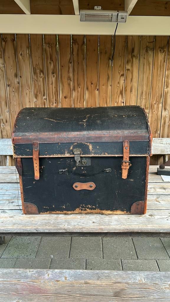 Deken kist reiskoffer jaren 30 riet met canvas, Ophalen of Verzenden