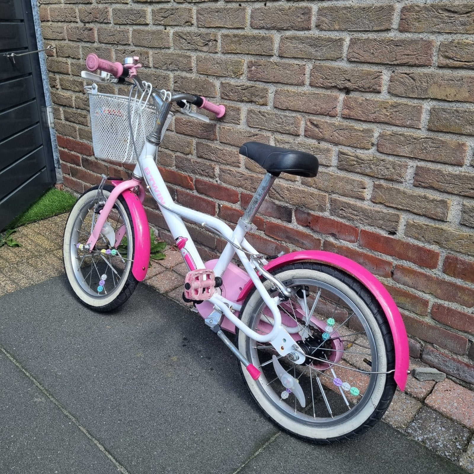 Meisjesfiets roze 16", Fietsen en Brommers, Fietsen | Kinderfietsjes, Ophalen, Gebruikt, Velgrem, 16 tot 20 inch