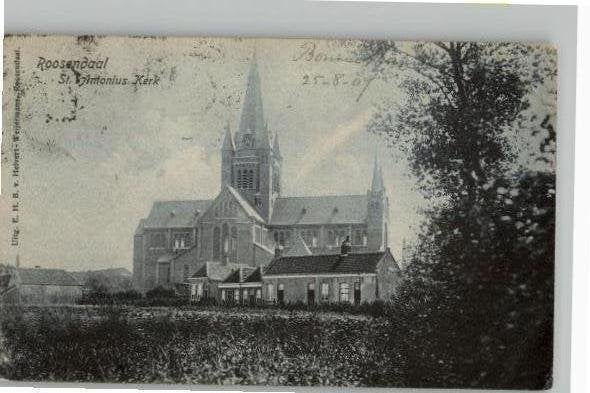 Roosendaal St.Antoniuskerk st1907  uitg v.Helvert-Weijermans, Ophalen of Verzenden, Voor 1920, Gelopen, Noord-Brabant