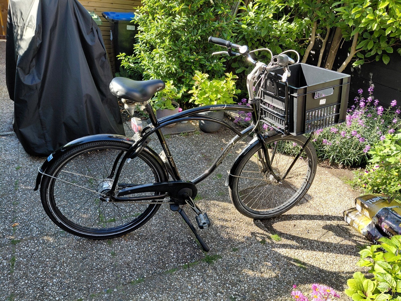 Bullet Black Line heren fiets met krat, Fietsen en Brommers, Fietsen | Dames | Damesfietsen, Velgrem, Versnellingen, Ophalen, Overige merken