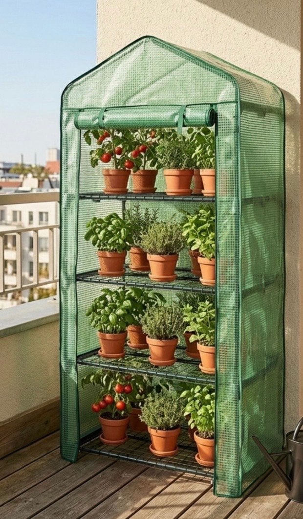 Compacte kweekkas met PE folie - Ideaal voor balkon/tuin, Folie, Ophalen, Staal, Kweekkas
