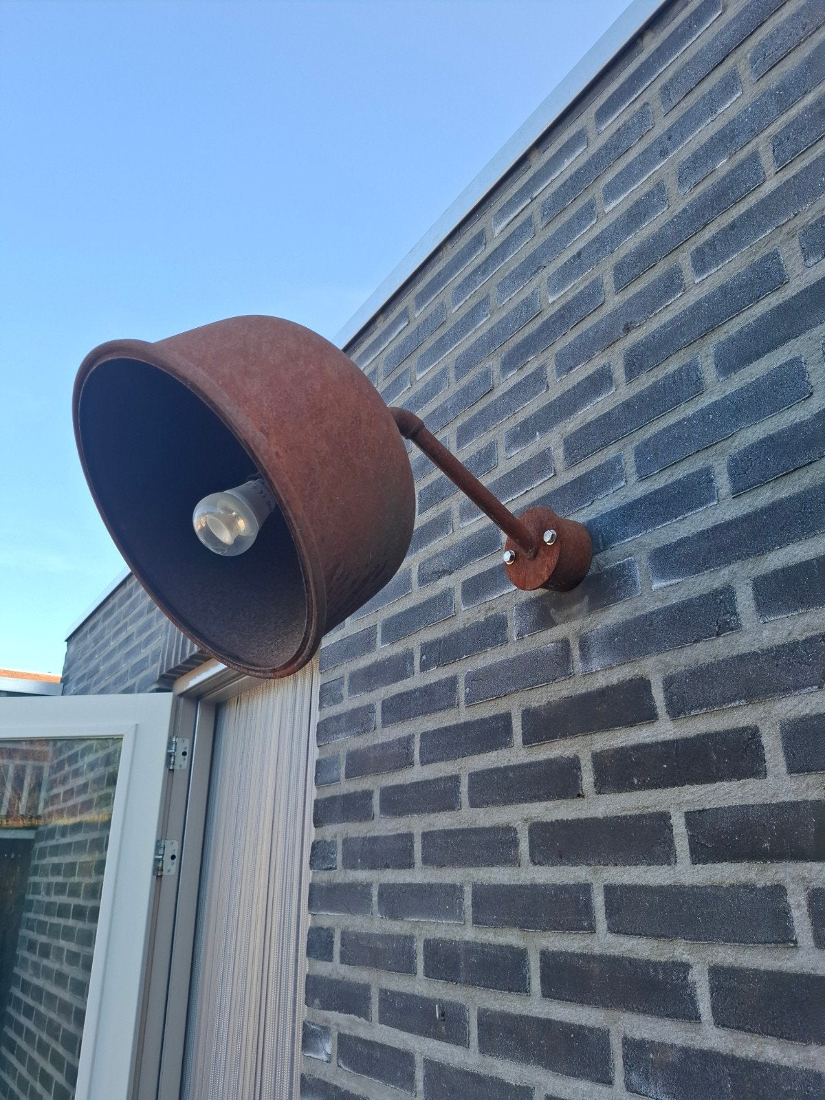 Metalen buitenlamp - roestbruin, industrieel design, Ophalen