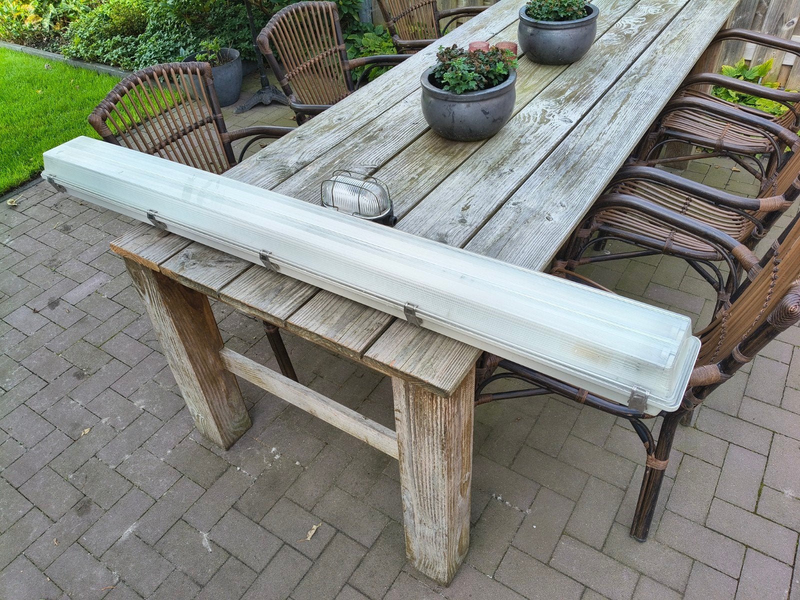 goedwerkende dubbele tl armatuur 150cm compleet met tl buize, Ophalen, Gebruikt, Minder dan 50 watt, Lamp met armatuur