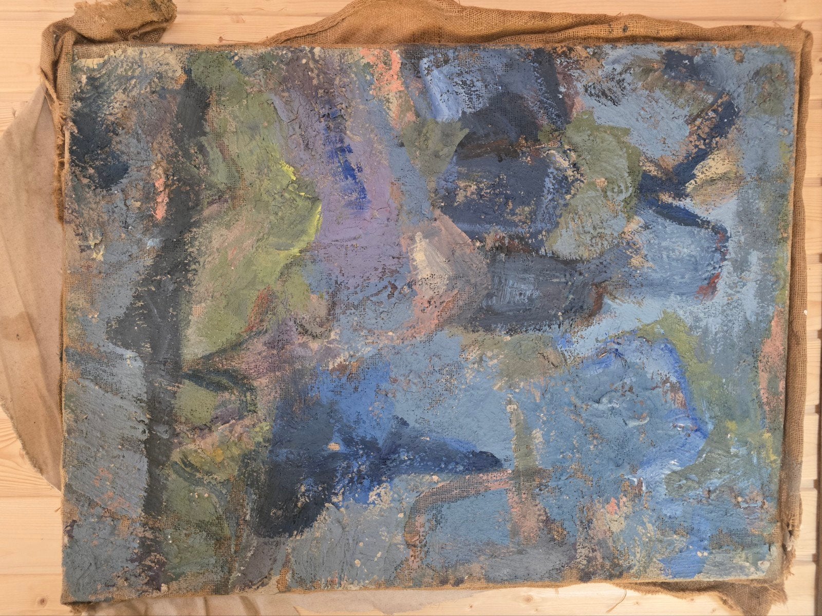 Zeer groot abstract schilderij P.C. Kuiper 75 x 100 cm, Ophalen of Verzenden
