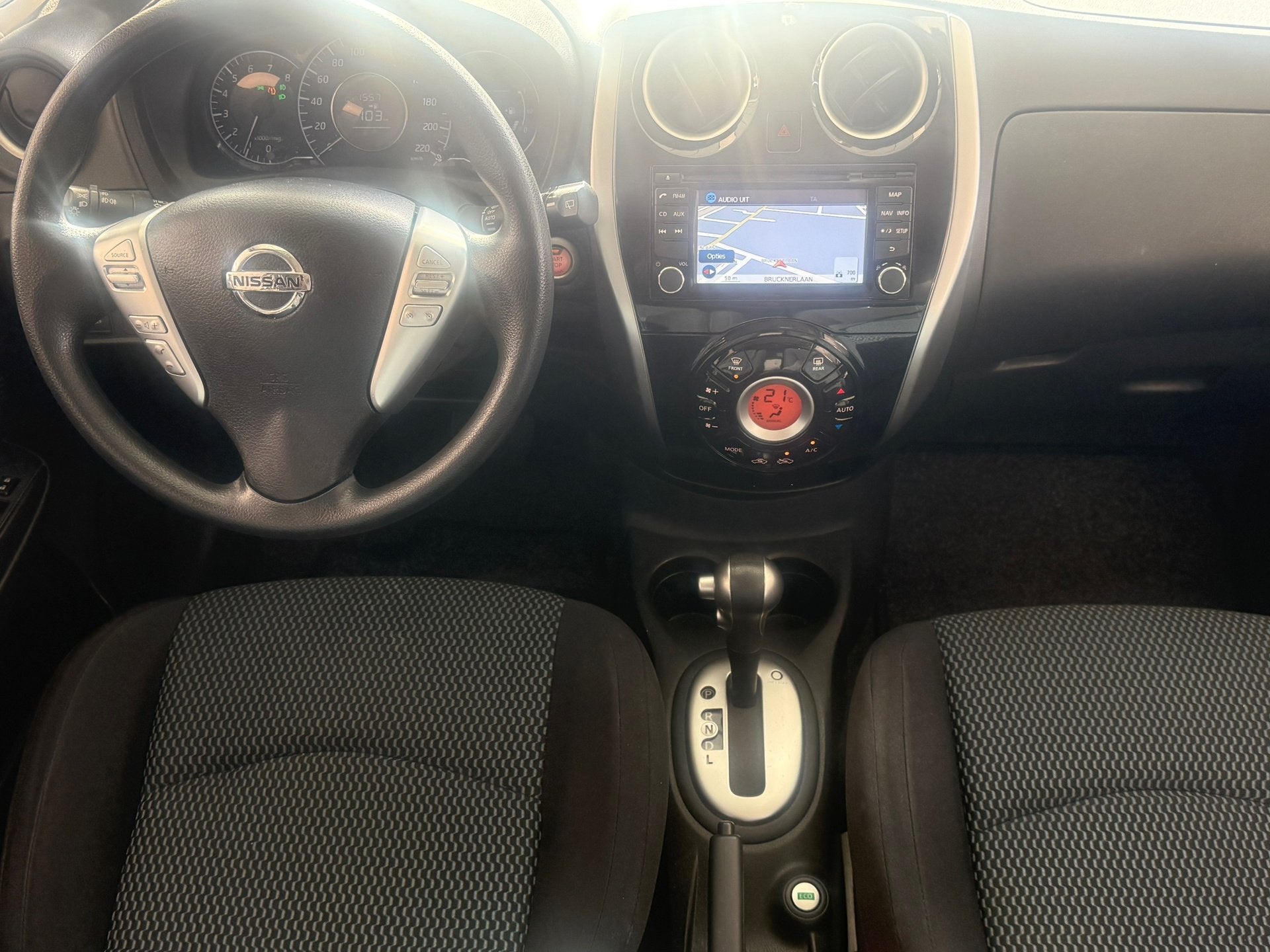 Nissan Note 1.2 DIG-S AUTOMAAT | BLUETOOTH | NAVI | CRUISE |, Auto's, Euro 5, Stof, Gebruikt, Zwart