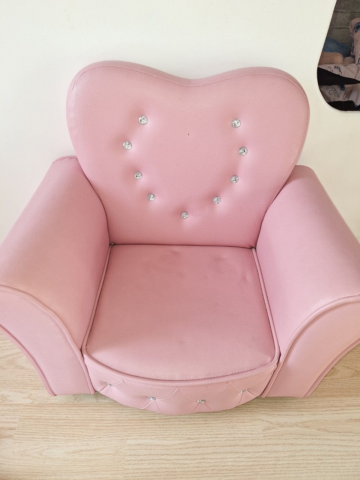 Roze kinderfauteuil met hartvormige rugleuning, Kinderen en Baby's, Ophalen of Verzenden, Zo goed als nieuw, Stoel