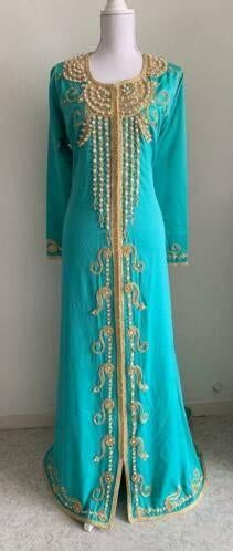 Aqua Kaftan bewerkt met steentjes en parels maat 36 - 38!, Overige typen, Nieuw, Maat 36 (S), Verzenden