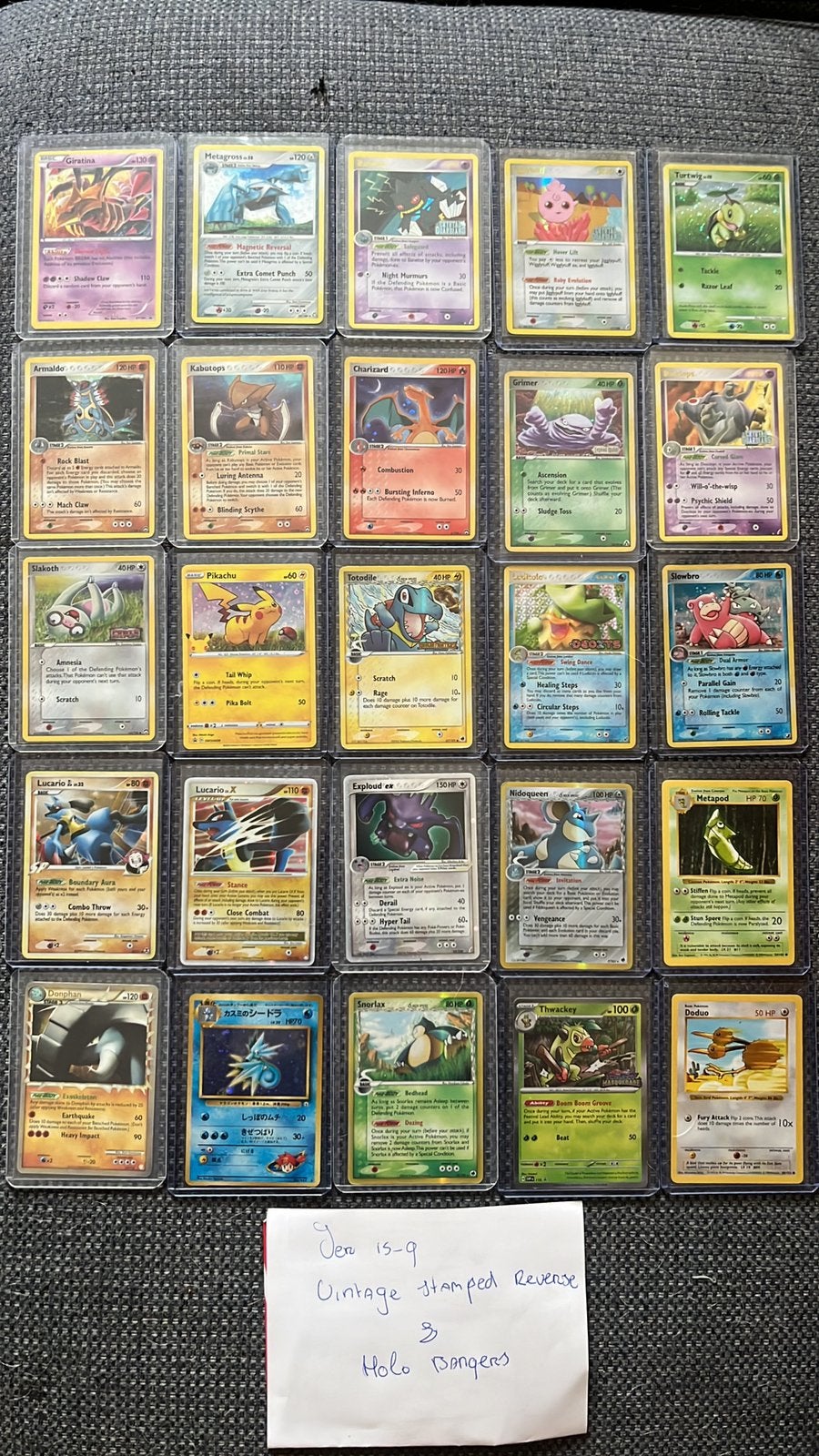 Pokemon vintage stamped reversed, holo’s, charizard, pikachu, Ophalen of Verzenden, Zo goed als nieuw, Meerdere kaarten