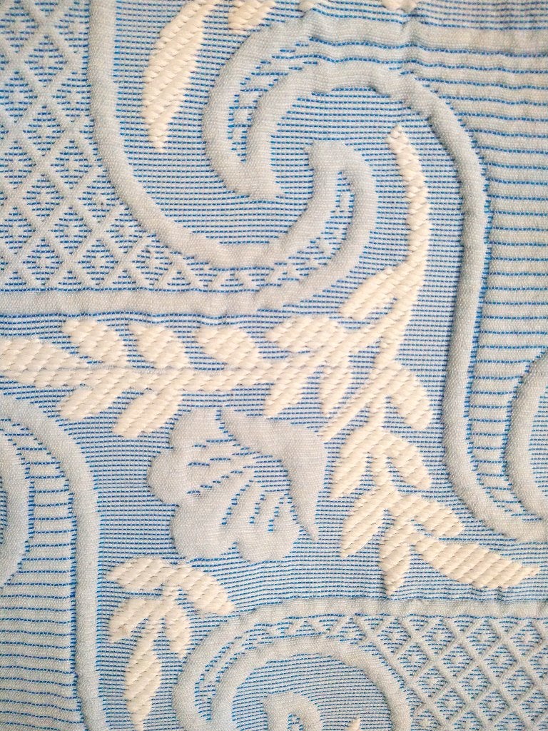 Vintage jacquard barok sprei of plaid woondeken, Blauw, Katoen, Tweepersoons, Ophalen of Verzenden