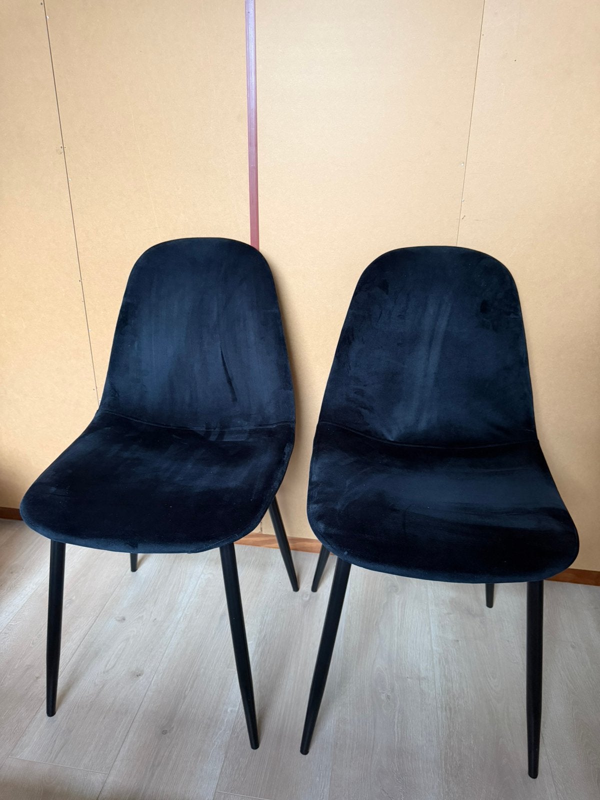 2x Zwarte eetkamerstoel - Velvet - Karwei, Ophalen, Twee, Zwart, Zo goed als nieuw