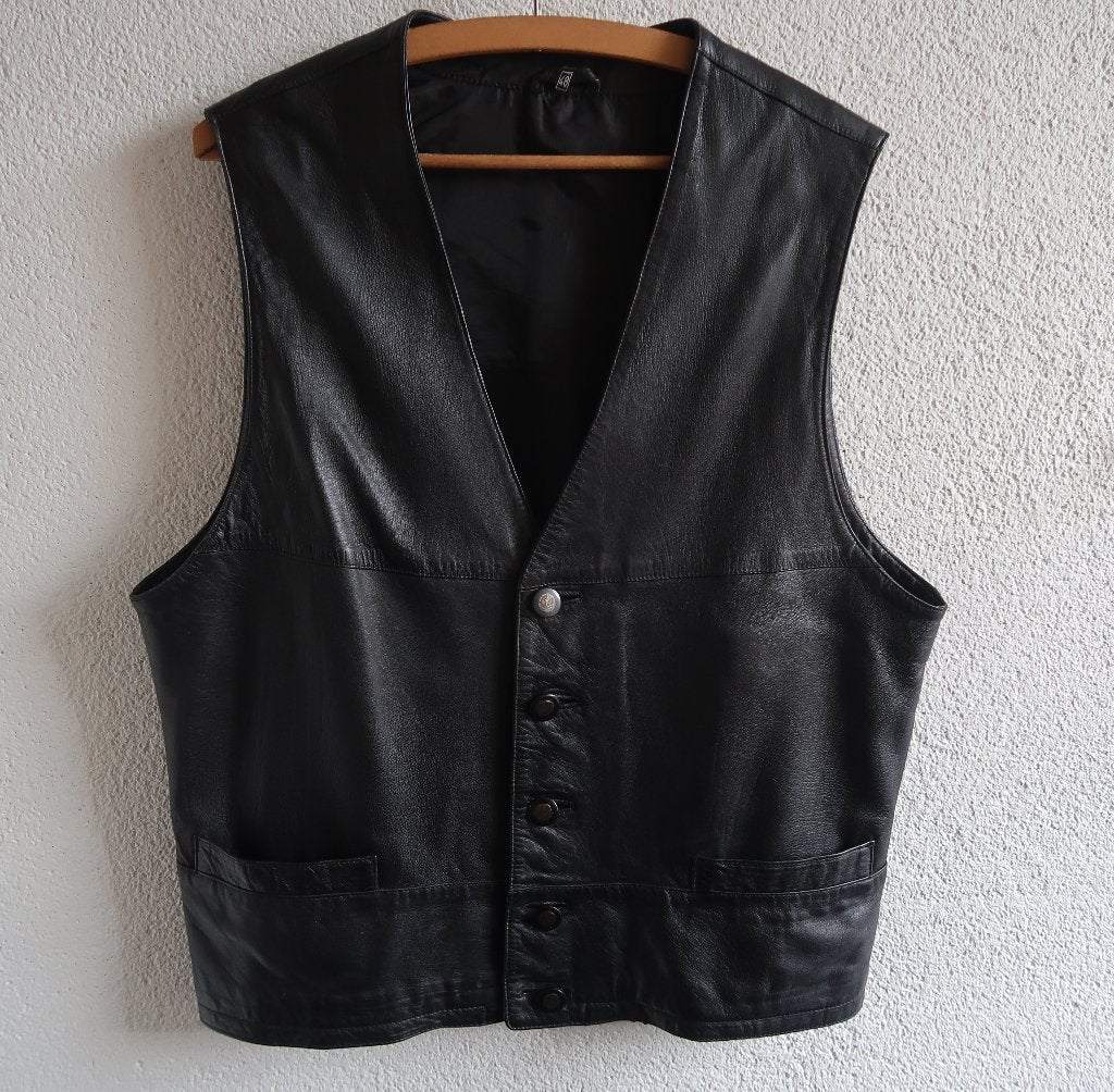 Bierfeest oktoberfest stoer leren vest gilet leer mt 48, Onbekend, Maat 48/50 (M), Zwart, Ophalen of Verzenden