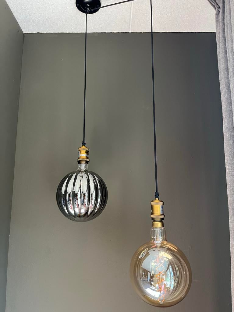 Kwantum decoratieve LED lampen - Set van 2, Huis en Inrichting, Lampen | Hanglampen, Ophalen of Verzenden, Zo goed als nieuw, Glas