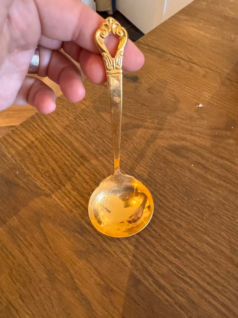 Goud kleurige kleine saus lepel, Ophalen of Verzenden