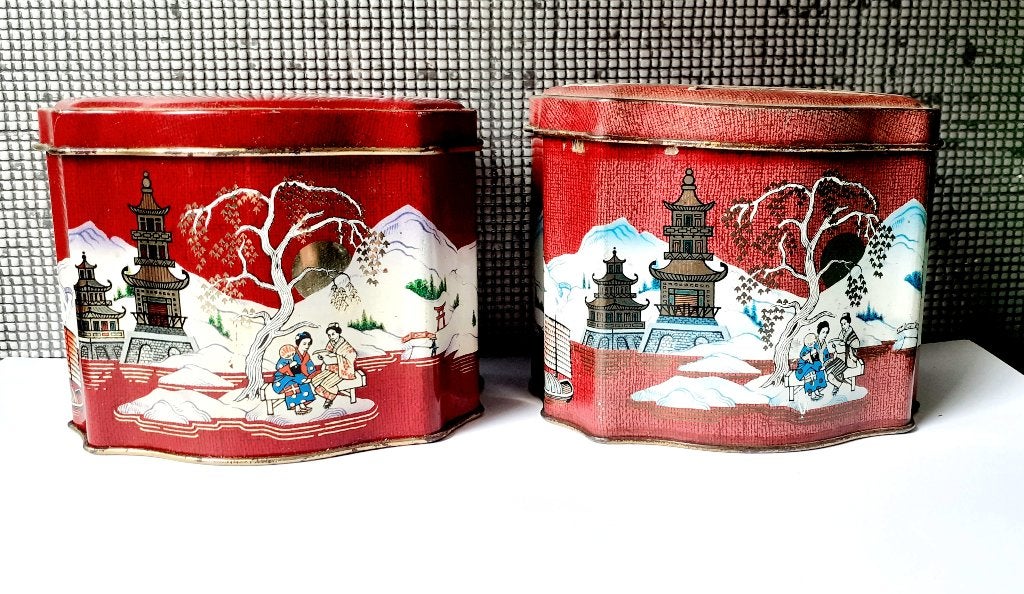2 rode chinese thee blikken, Verzenden, Thee