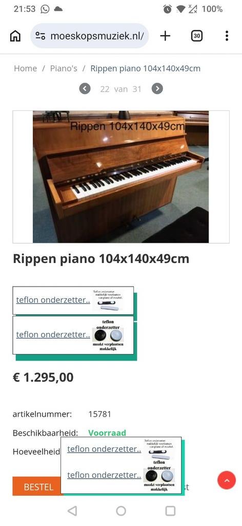 Mooie goed onderhouden piano., Ophalen of Verzenden, Gebruikt