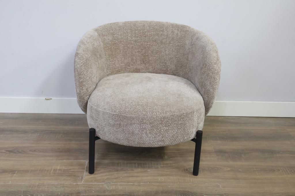 Taupe Loungestoel van By-Boo Oasis Chenille, Ophalen, Bruin, Zo goed als nieuw, Stof