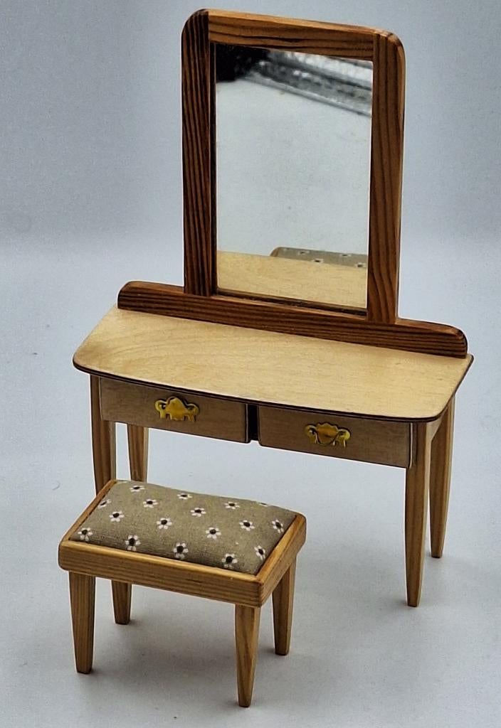 Moderne kaptafel met krukje, nieuw, voor het poppenhuis., Verzamelen, Poppenhuizen en Toebehoren, Ophalen of Verzenden, Nieuw