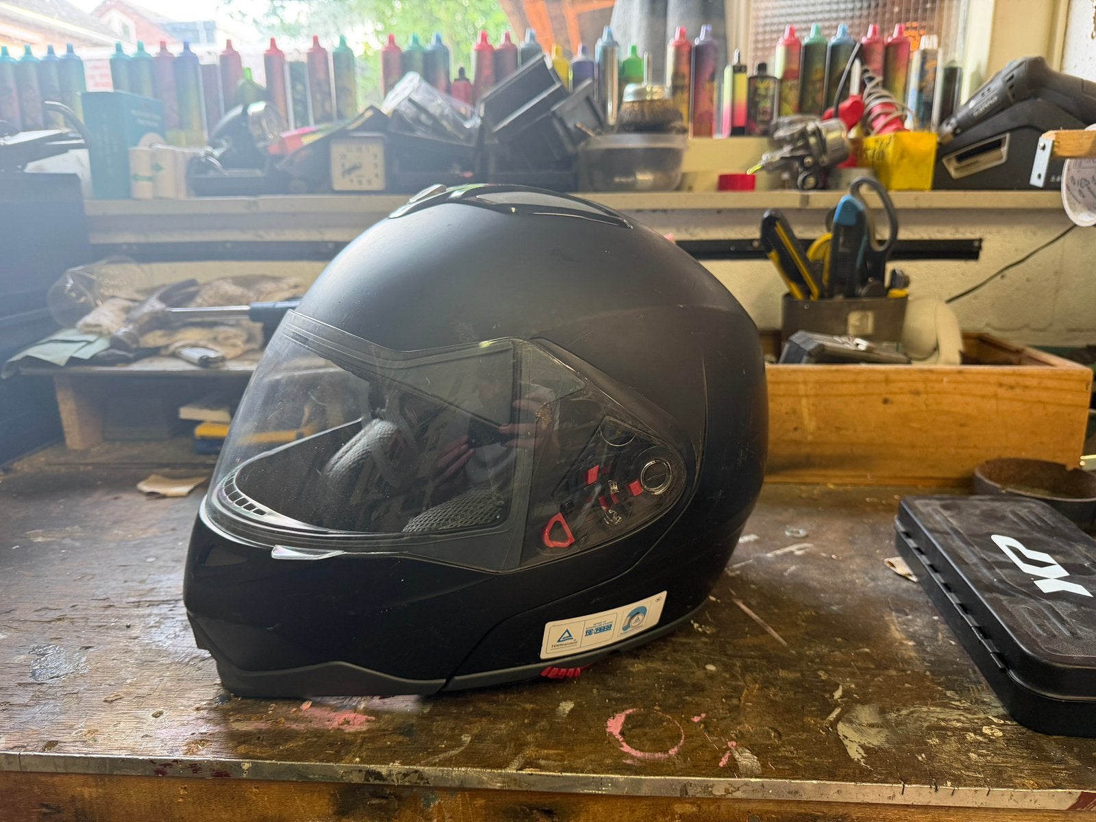 Scooter/motor helm +accesoires KYLIN, Ophalen, Zo goed als nieuw, Large