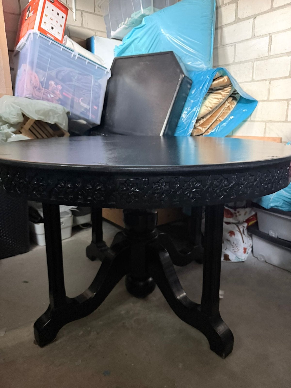 Complete Sedari set met ronde tafel en glazen blad, Ophalen, Gebruikt, Hout
