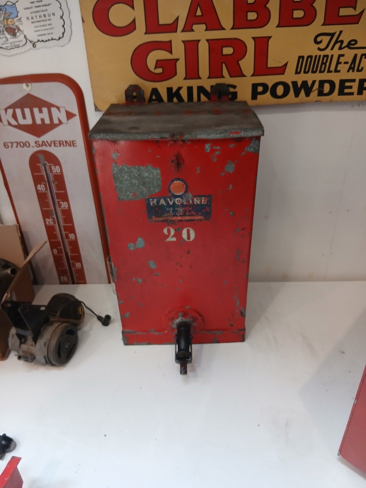 Te koop oude havoline oliedispencer/oliebar, Verzamelen, Ophalen, Gebruikt