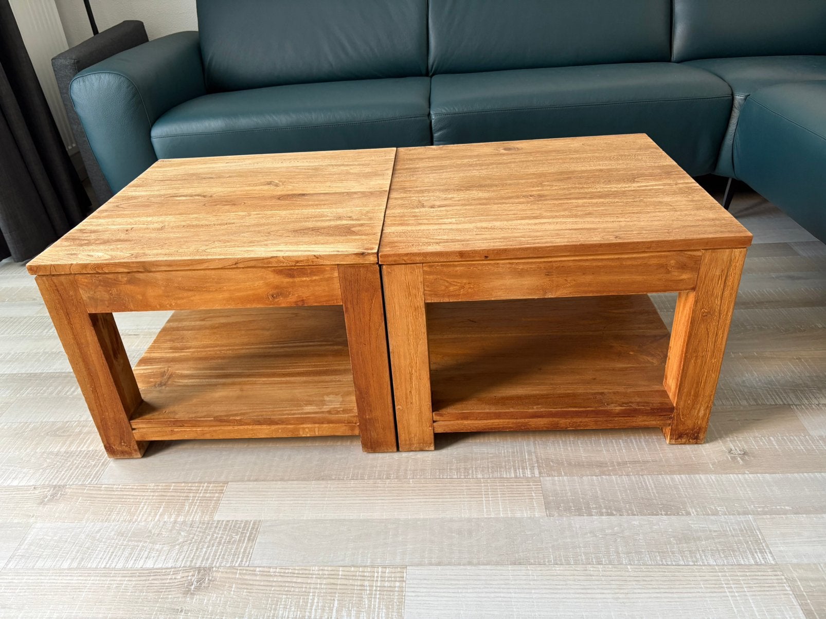 Teak houten Salontafels per stuk, Ophalen, 50 tot 100 cm, 50 tot 100 cm, Zo goed als nieuw
