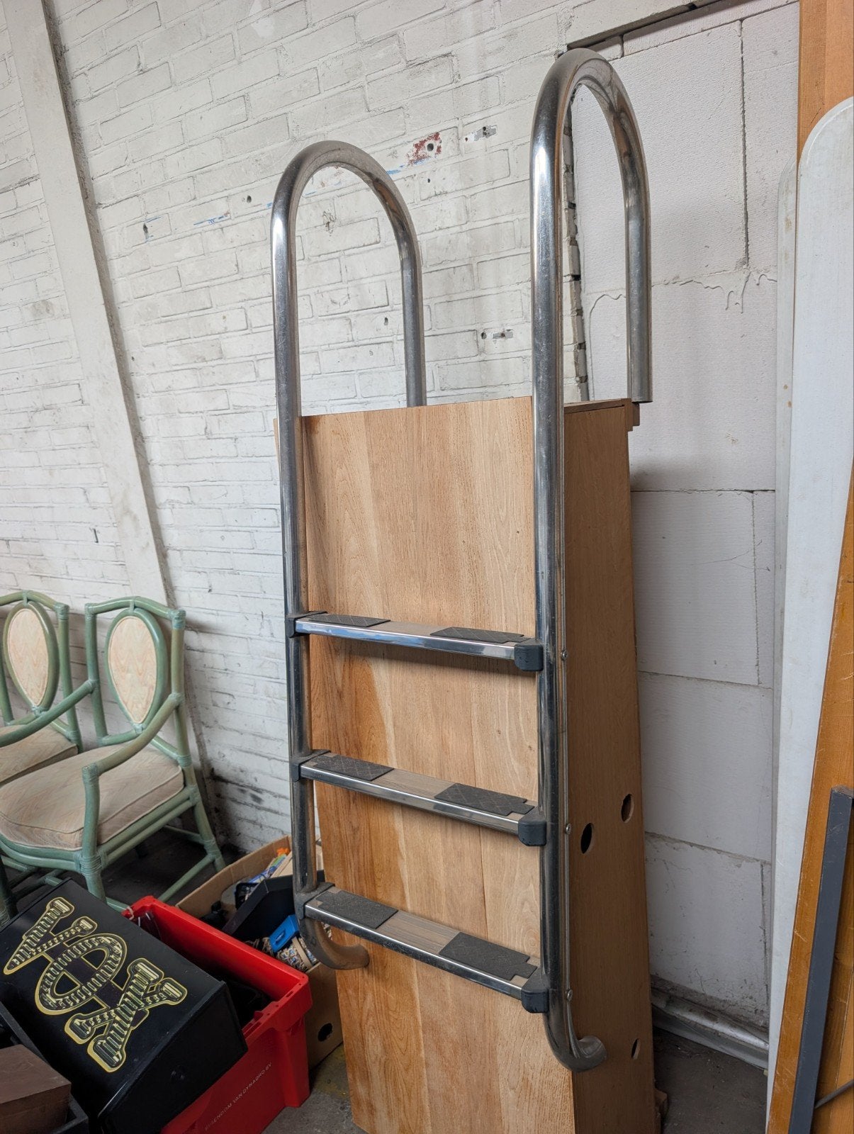 Zwembadtrap RVS - 3 treden, Ophalen, Gebruikt, Ladder