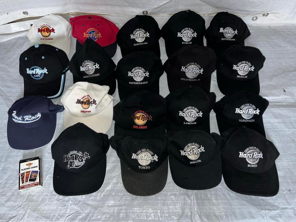 19 Vintage Jaren '90 Hardrock Café petjes caps - Wereldwijd, Kleding | Heren, Hoeden en Petten, Ophalen of Verzenden, Nieuw, One size fits all