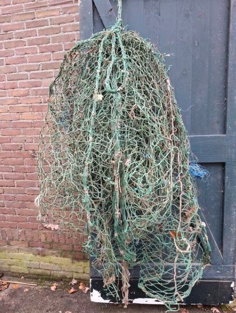 Oud vintage visnet groen, Gebruikt, T, Ophalen of Verzenden, N