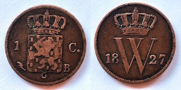 Cent 1827 B, Postzegels en Munten, Verzenden, Koning Willem I, 1 cent