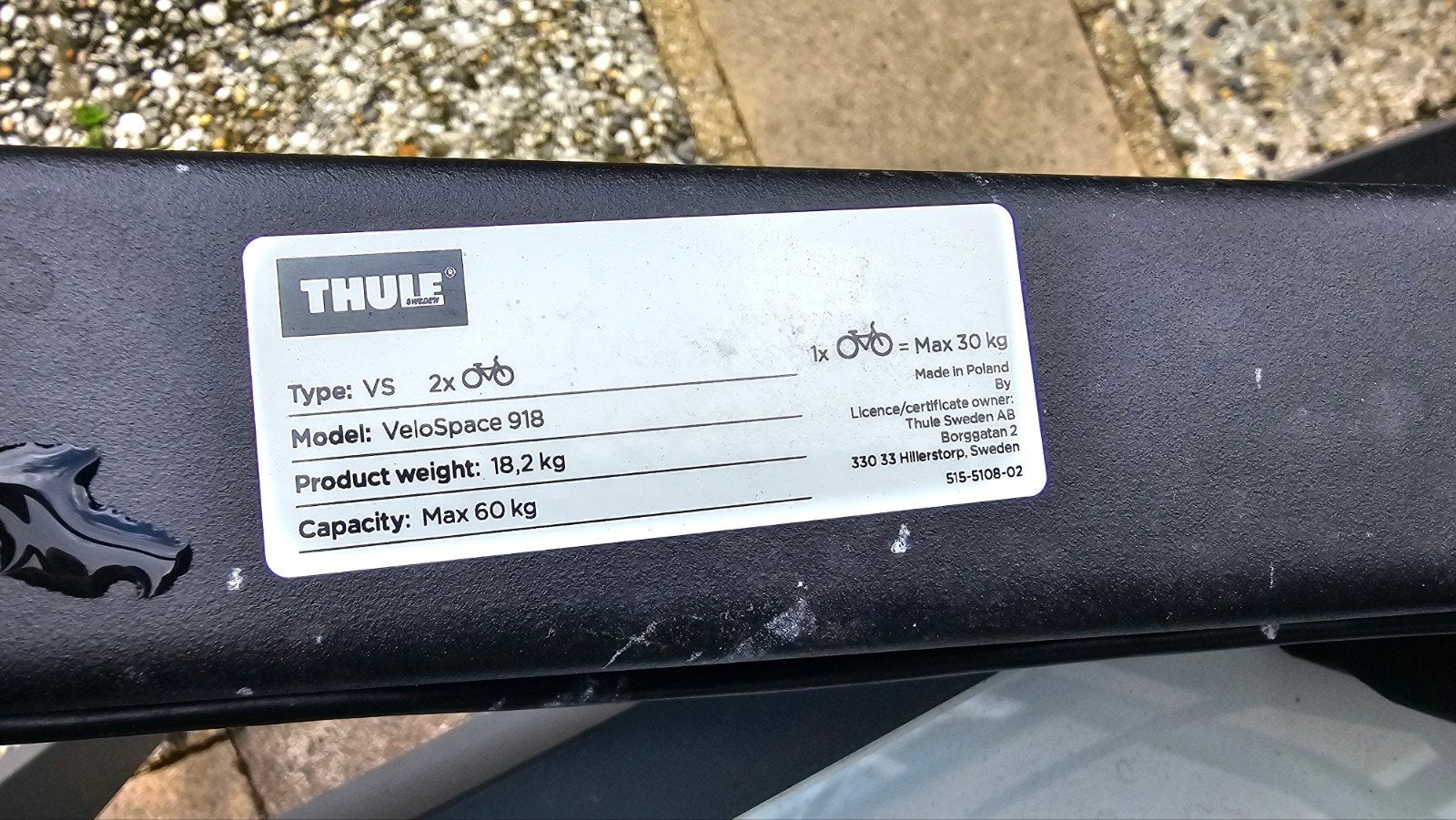 Thule VeloSpace 918 Trekhaakdrager voor 2 fietsen, Auto diversen, Fietsendragers, Ophalen, Zo goed als nieuw