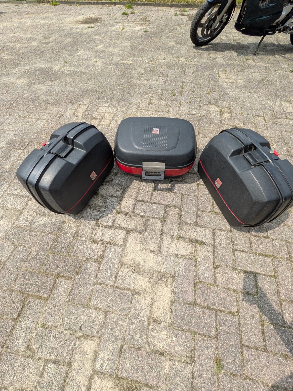 Motorfiets koffers set (zijkoffers en topkoffer), Ophalen, Gebruikt