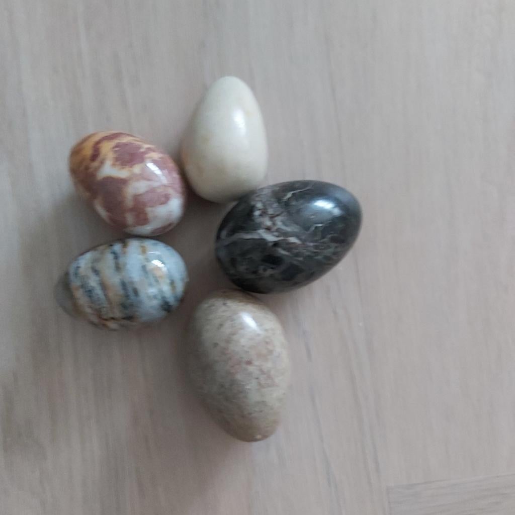 5 Mooie marmeren eieren, Verzamelen, Ophalen of Verzenden, Mineraal