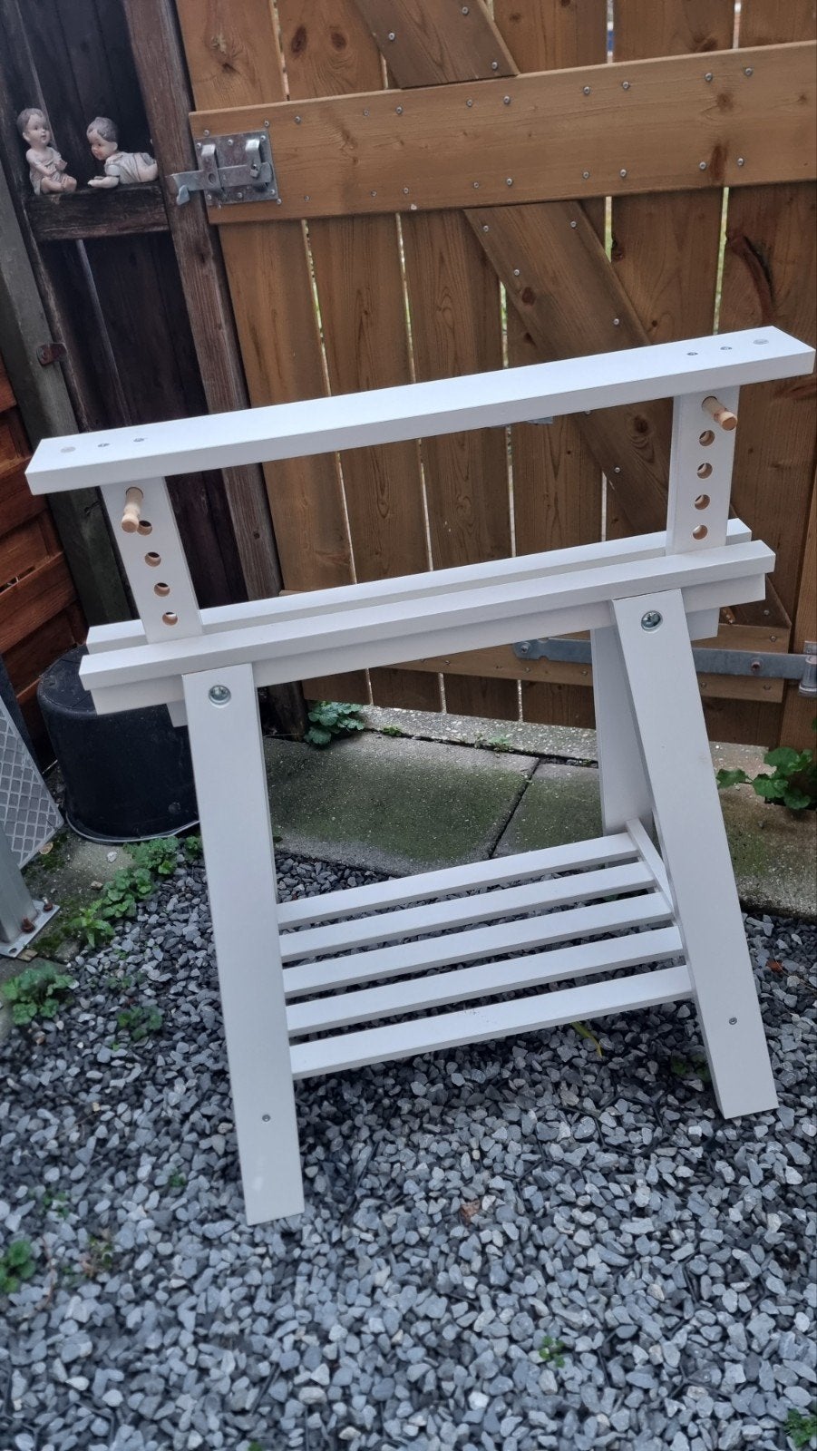 NEW IKEA Verstelbaar wit houten tafelonderstel / schraag, Ophalen, Tafelpoot, Minder dan 50 cm, Gebruikt