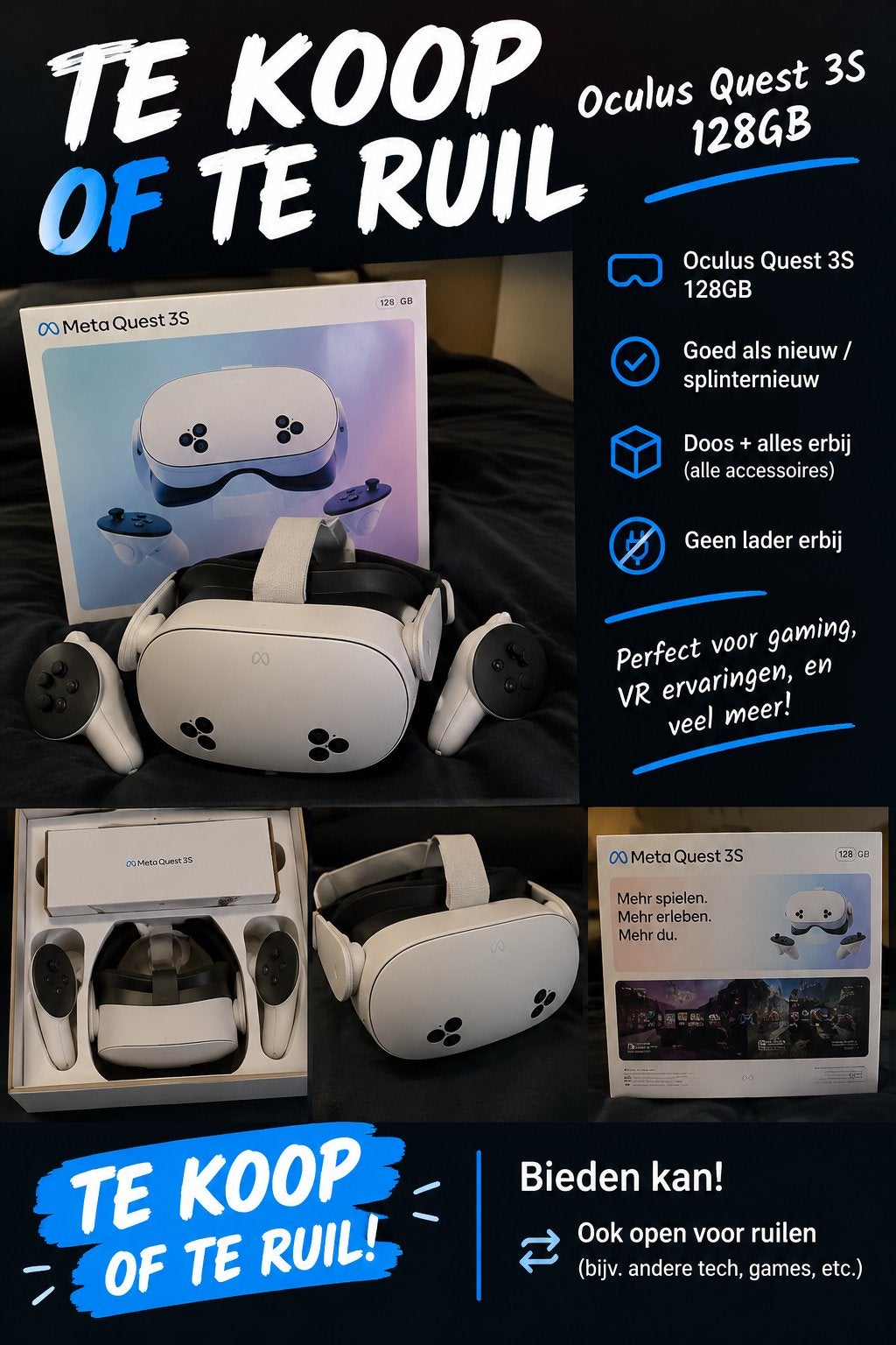 Oculus qeust 3s Vandaag ophalen!, Ophalen, Zo goed als nieuw