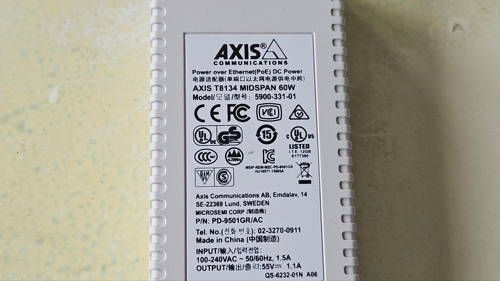 Axis PoE T8134 Midspan 60W, Ophalen of Verzenden, Gebruikt