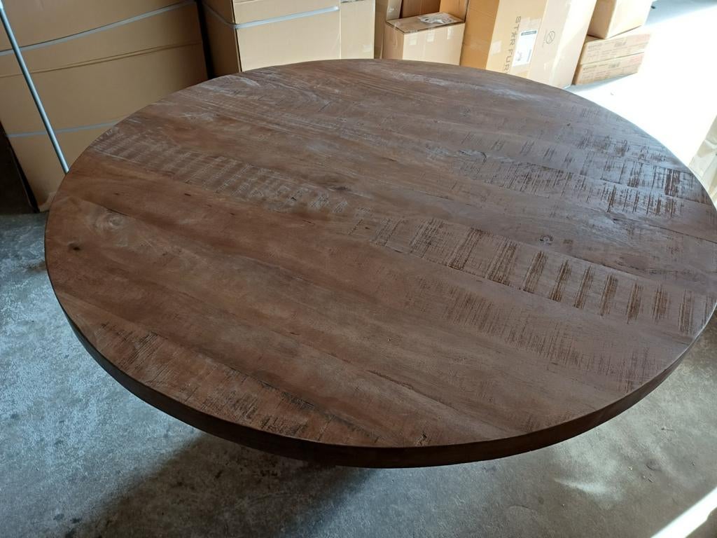 Ronde mango eettafel (nieuw), Huis en Inrichting, Tafels | Eettafels, Ophalen, Rond, Nieuw, 100 tot 150 cm