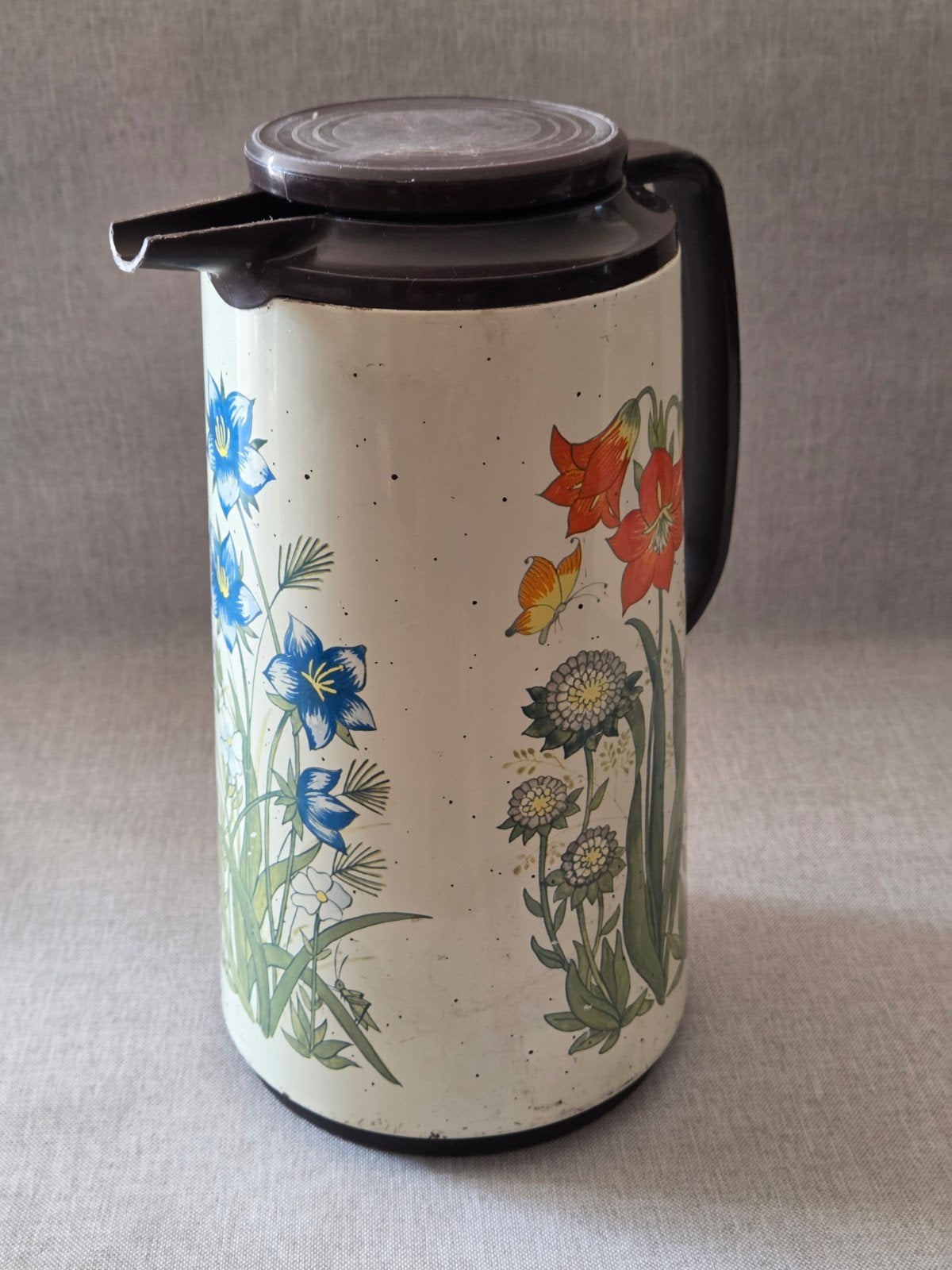 Vintage Thermoskan met Bloemenprint - Retro Design, Ophalen