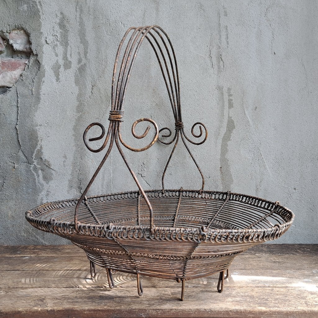 Mooie brocante draadmand mand met hengsel *Etage3*, Gebruikt, ., Ophalen of Verzenden, .