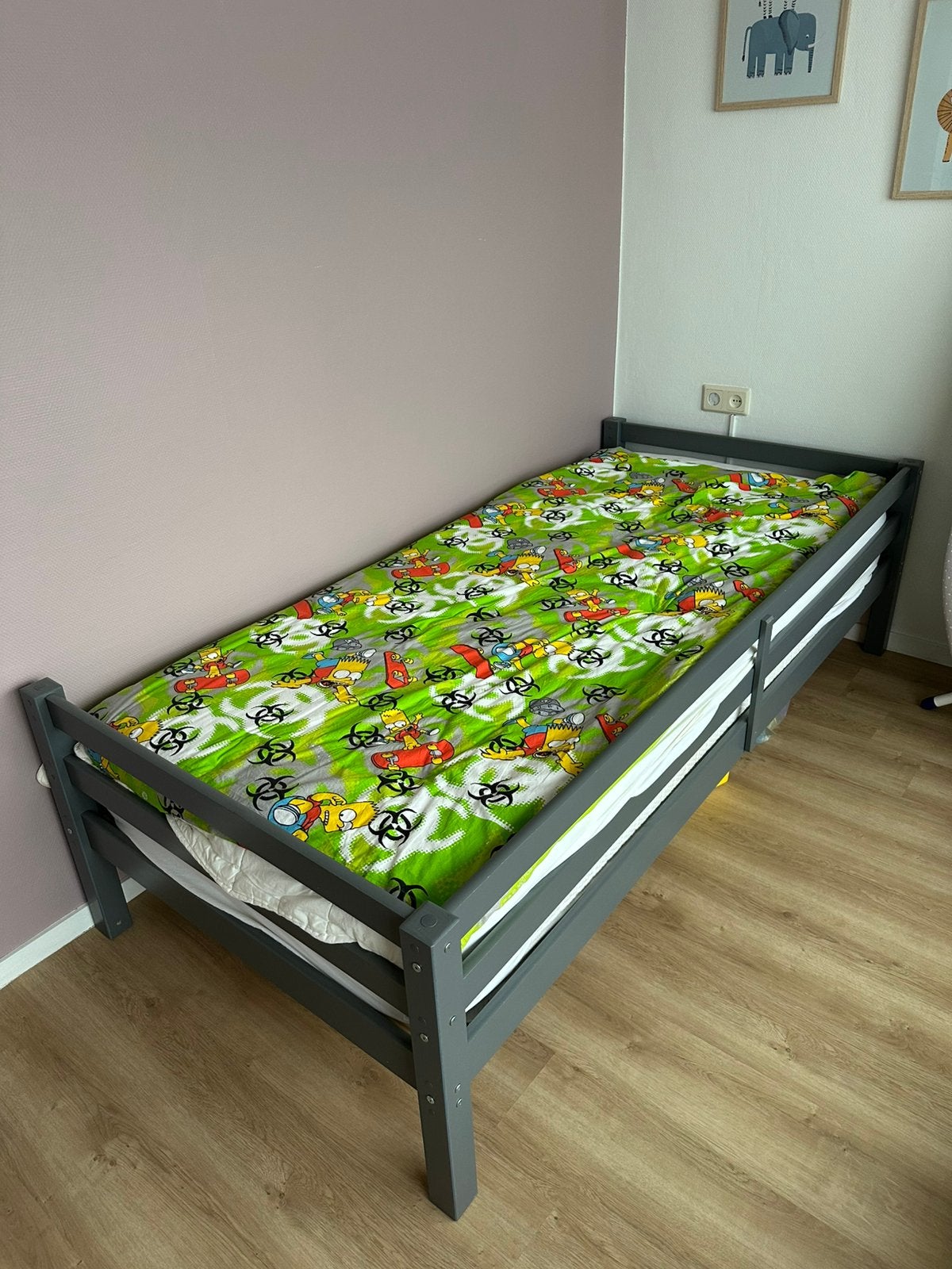Eenpersoons kinderbed, Ophalen, 85 tot 100 cm, Zo goed als nieuw, Matras