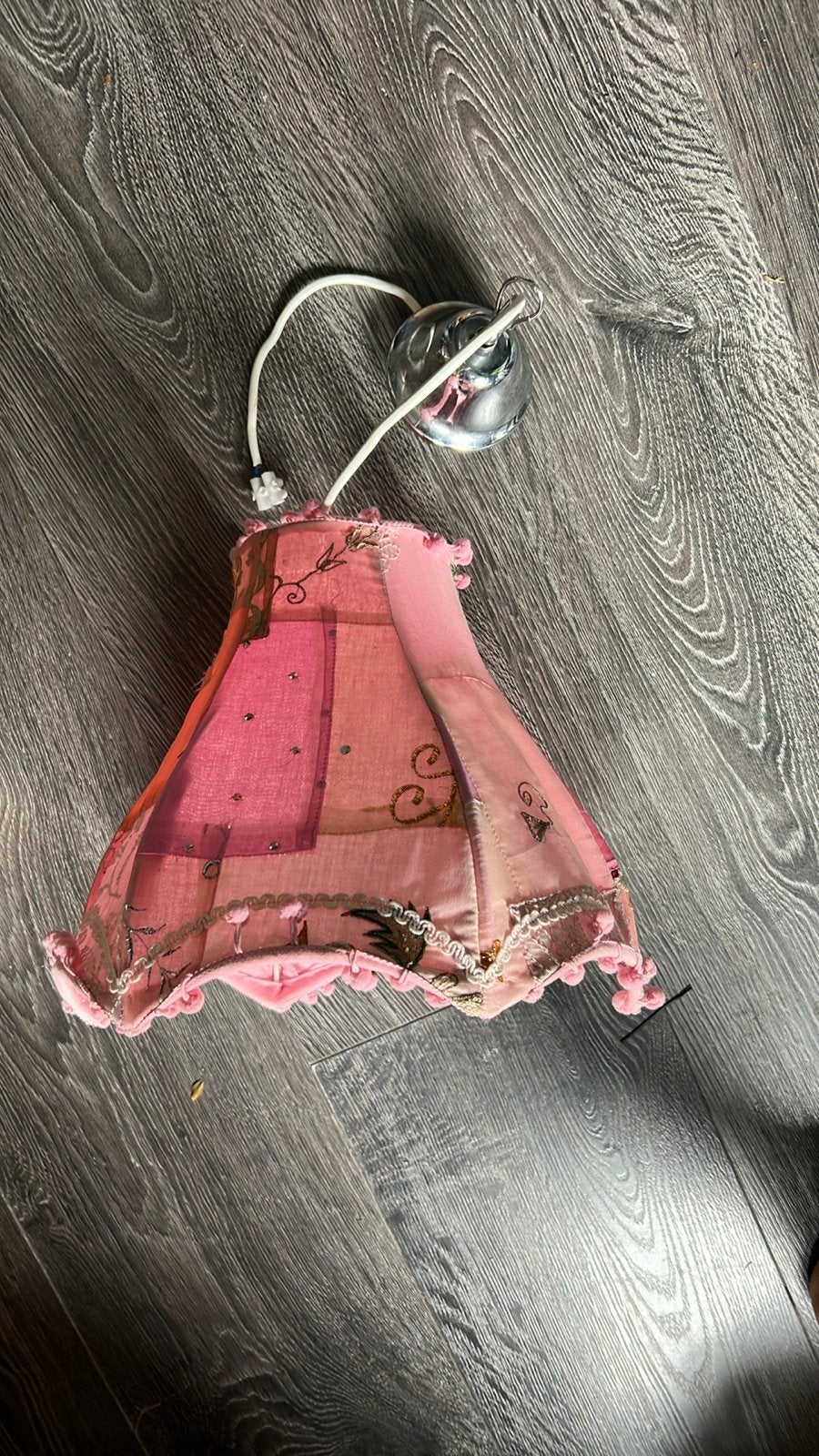 Roze hanglamp met decoratie, Hanglamp, Gebruikt, Ophalen of Verzenden, Overige vormen