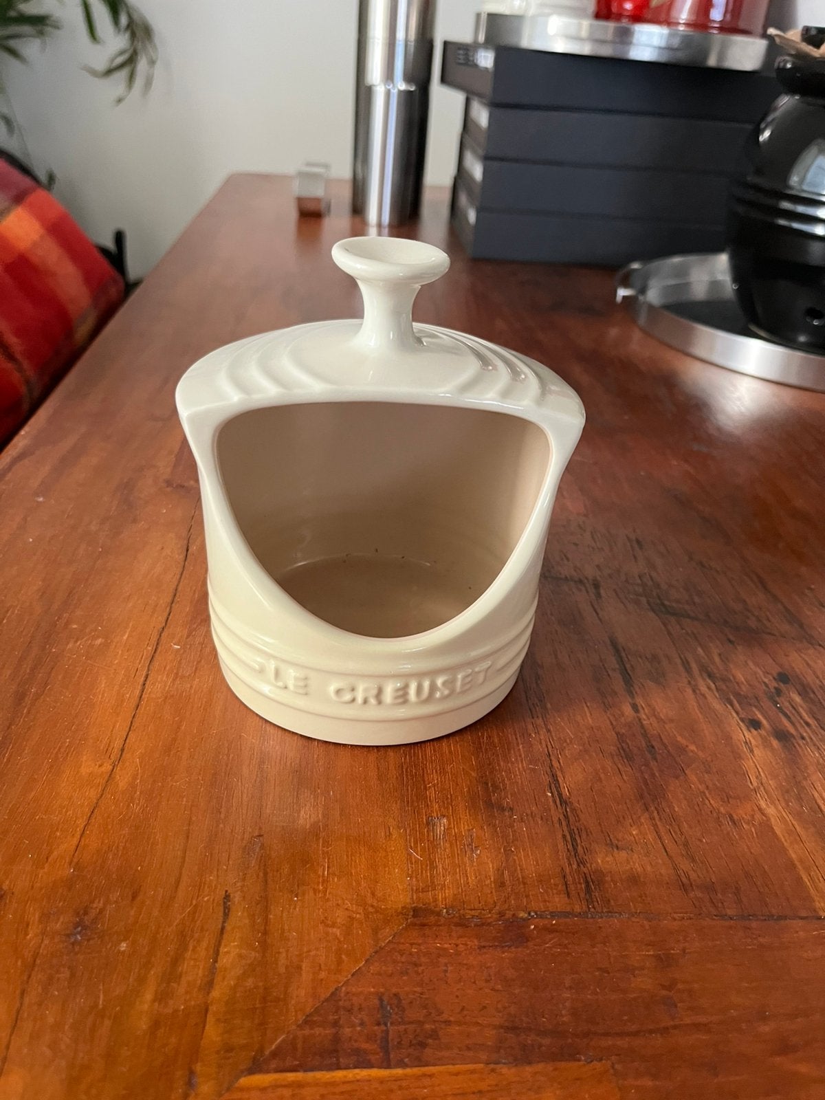 Le Creuset zoutpot meringue, Le Creuset, Gebruikt, Ophalen of Verzenden, Voorraadpot