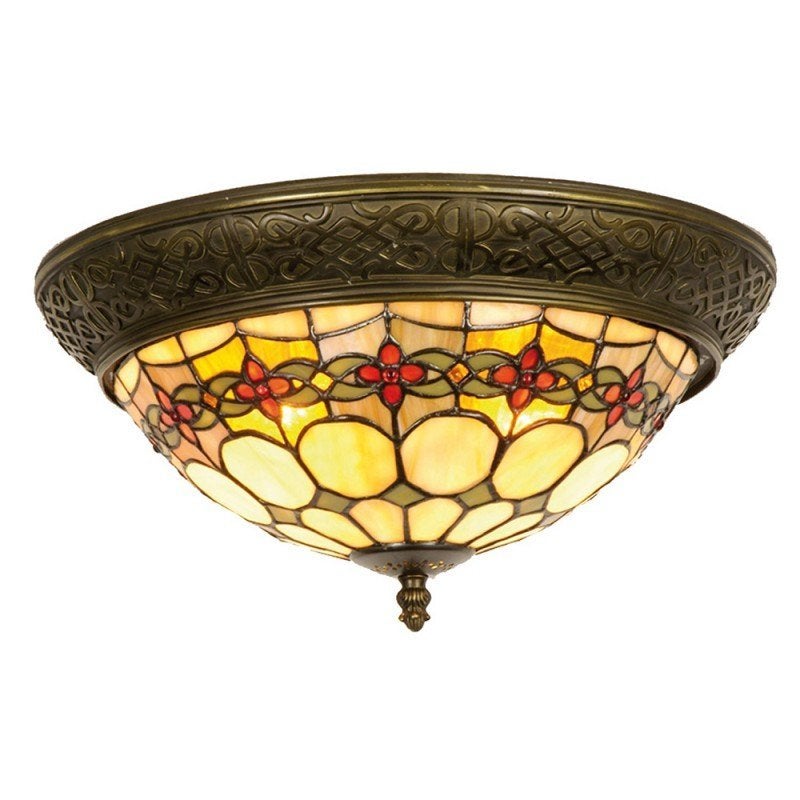 Tiffany Plafonniere - Tiffany Plafondlamp, Ophalen of Verzenden, Zo goed als nieuw, Glas, Plafondlamp