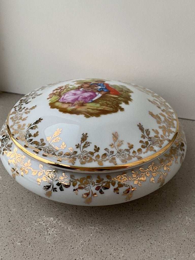 Vintage Limoges porseleinen sieradendoosje, Antiek en Kunst, Ophalen of Verzenden