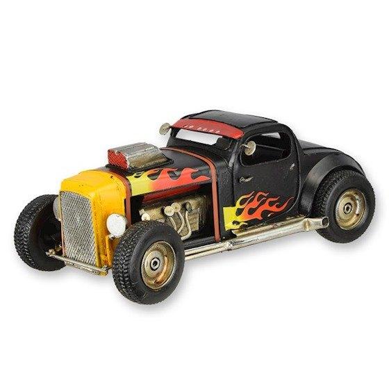 Hotrod dikke banden auto vlammen blikken model mini deco