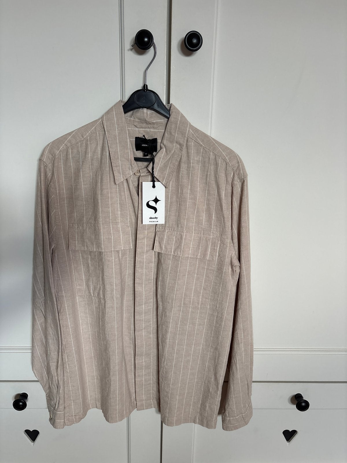 Shoeby Premium gestreept linnen overhemd - Nieuw met kaartje, Ophalen of Verzenden, Nieuw, Beige, Halswijdte 39/40 (M)