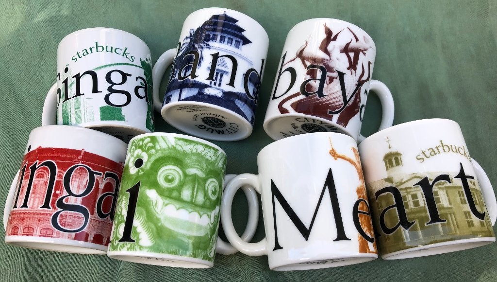 Starbucks  mini city mug 5 keer Idonesië en 2 keer Singapore, Huis en Inrichting, Keuken | Servies, Overige merken, Zo goed als nieuw