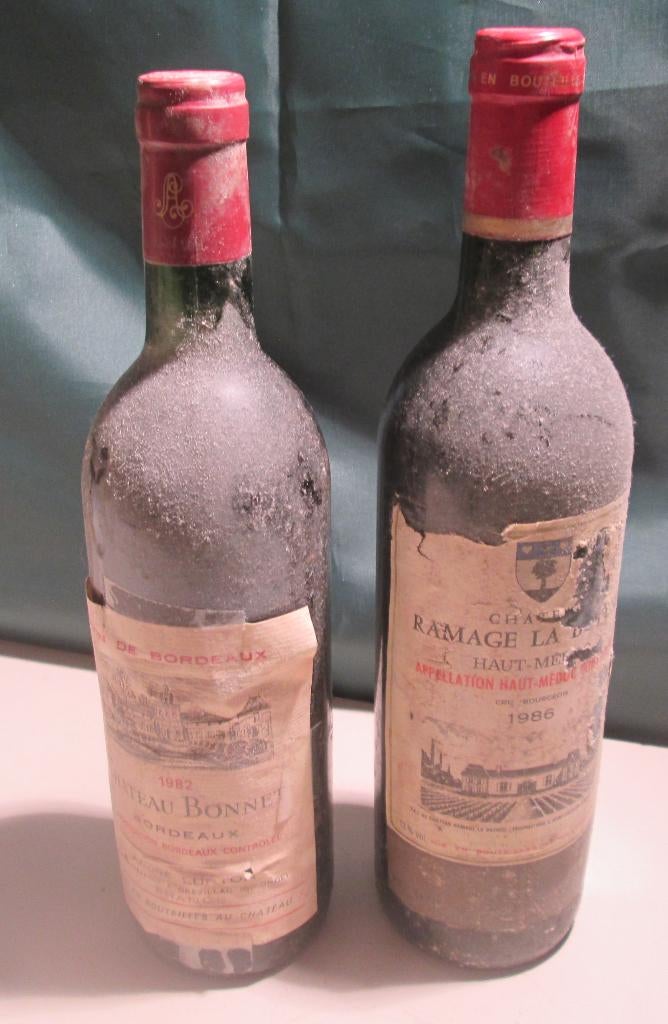 2 Oude Franse Wijnen van 1982 en 1986, Frankrijk, Ophalen of Verzenden, Zo goed als nieuw, Rode wijn