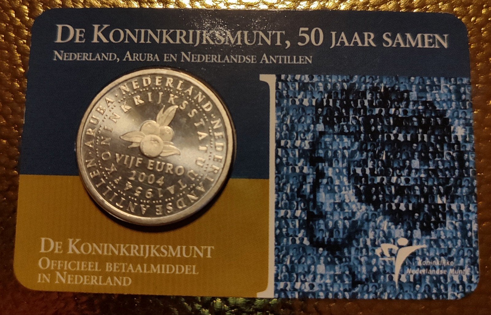 Vijf euro 2004 Nederland Koninkrijkssmunt zilver Coincard, Setje, Koningin Beatrix, Zilver, Euro's