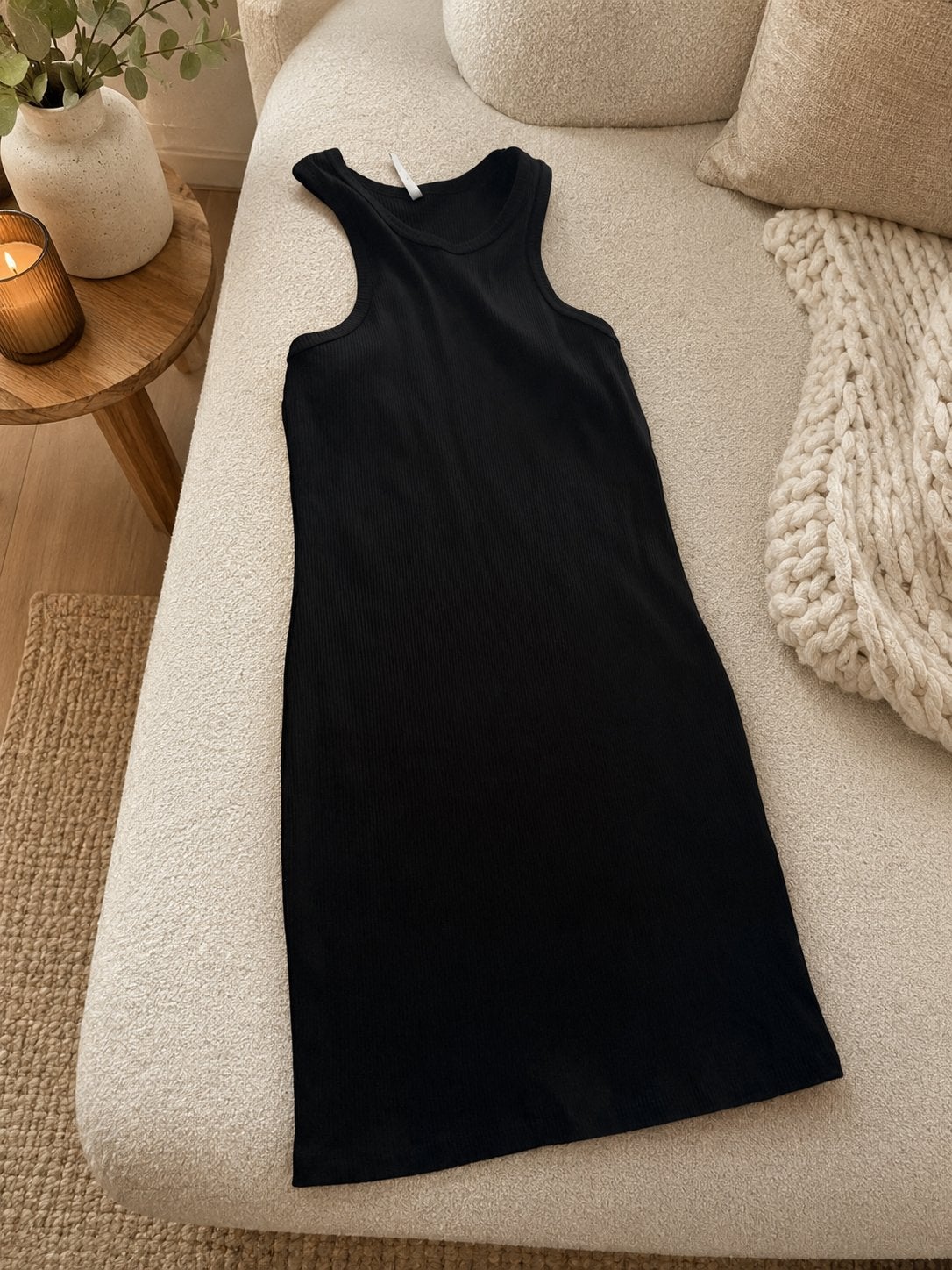 Zwarte geribbelde jurk - Maat XL, Kleding | Dames, Zwart, Maat 46/48 (XL) of groter, Ophalen of Verzenden, Zo goed als nieuw