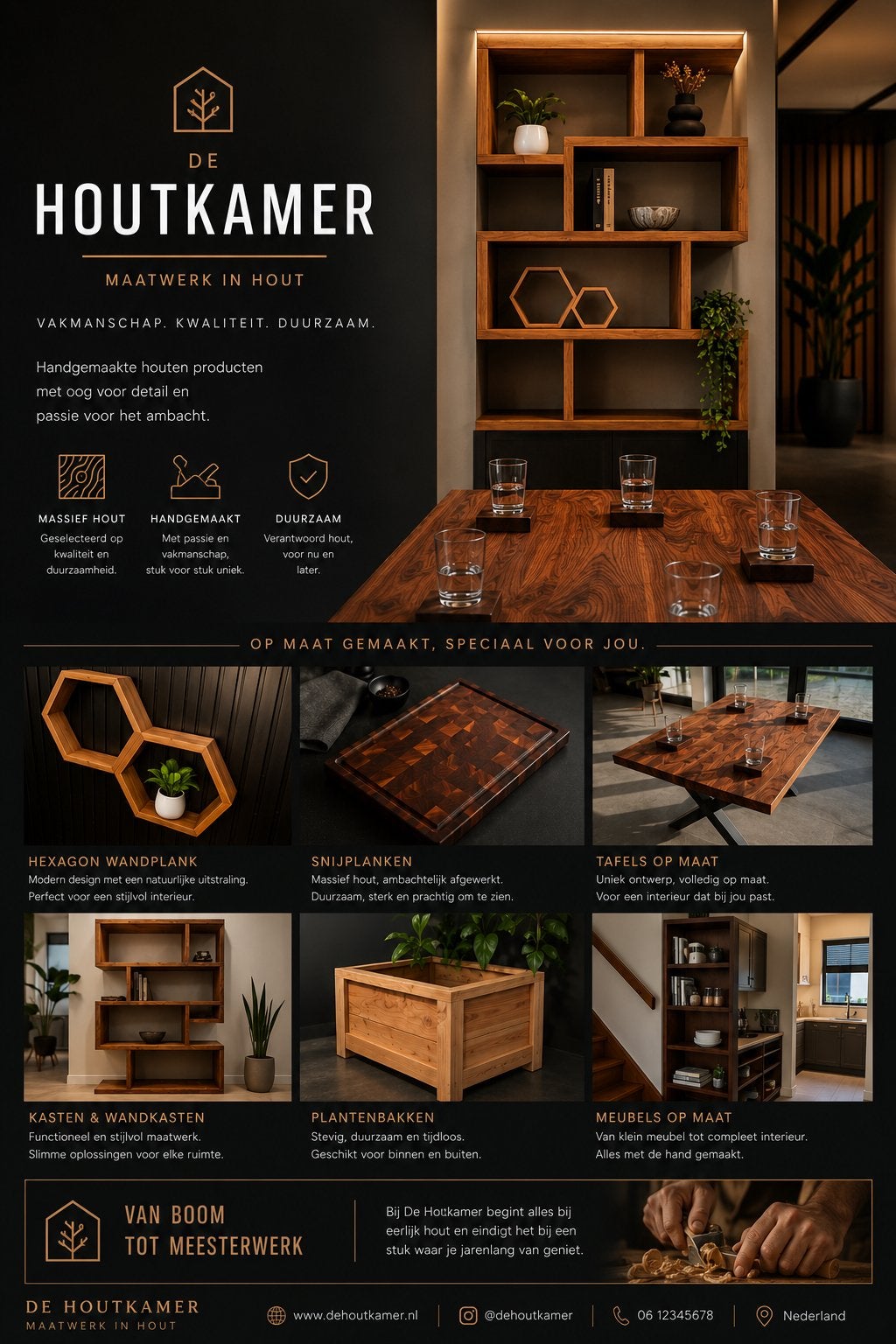 De Houtkamer: Maatwerk Houten Producten, Ophalen of Verzenden, Nieuw